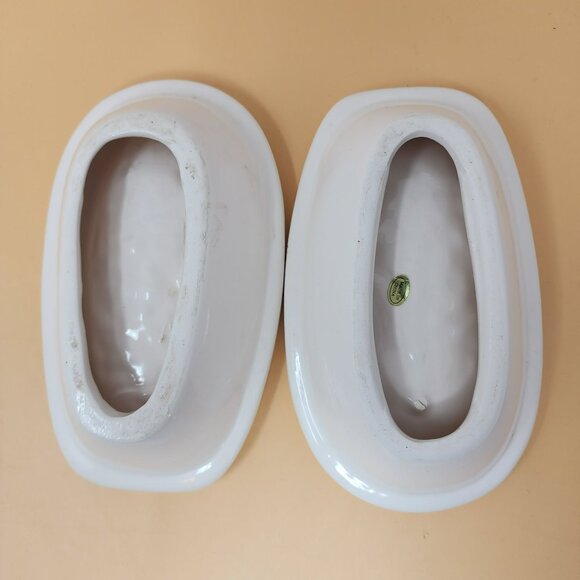 Set Of 2 White Ceramic Floral Soap Dishes With Embossed Design Bathroom Decor - Picture 11 of 15